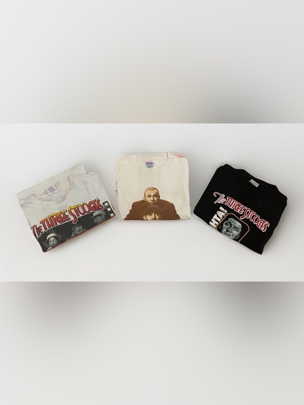 Vintage Three Stooges T-shirts Lot of 3 Size XL Single Stich Touch Tone TV Tee
